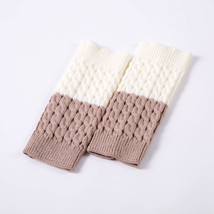 Women Patchwork Cable Knit Boot Cuffs Winter Long Leg Warmers Fashion Accessory